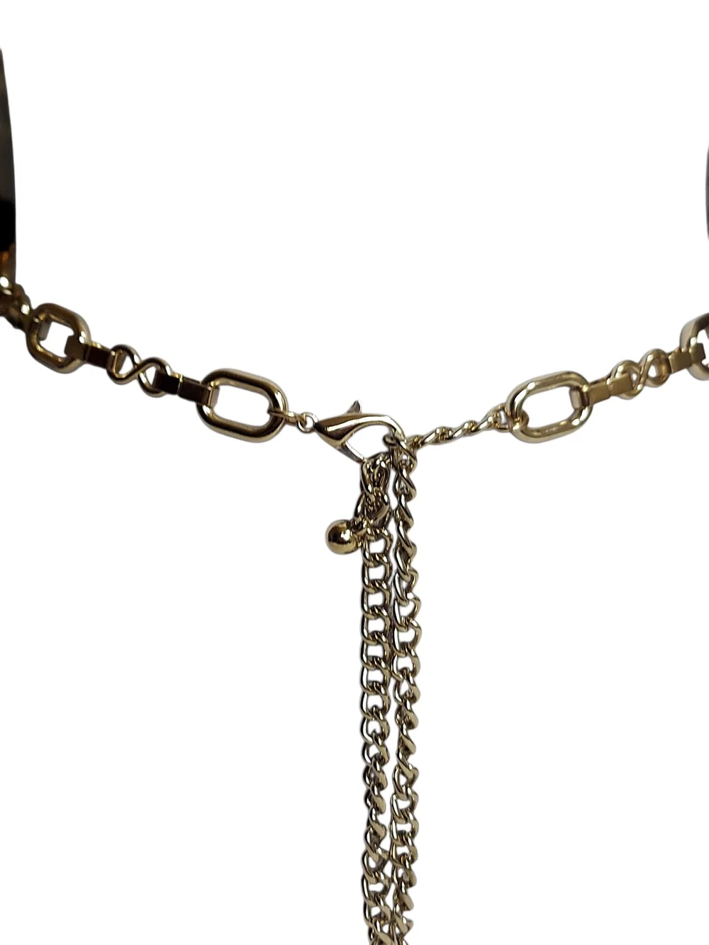 Vintage Gold Tone Chain Link Belt Adjustable Oval Infinity Link Statement Waist